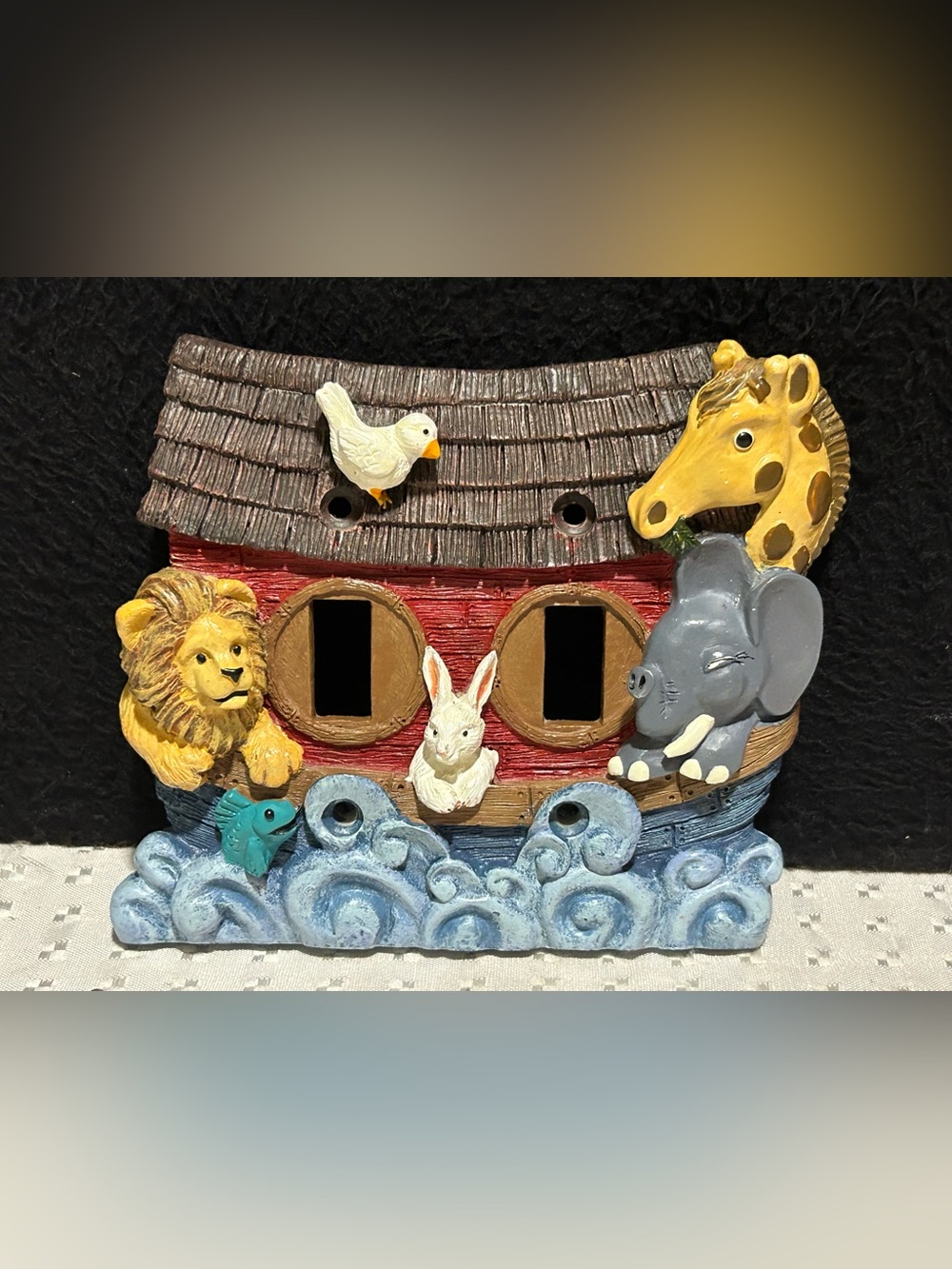 Estate Noah’s Ark Resin Double Light Switch Wall Plate – 5 x 5.5 inches